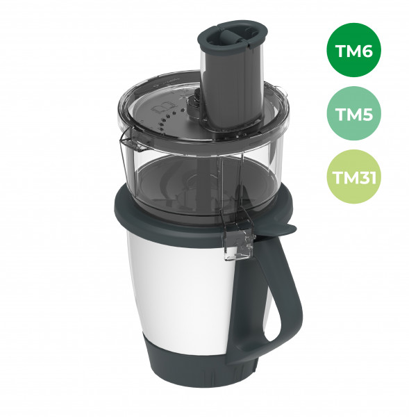 WunderSlicer® grau | Gemüseschneider für Thermomix TM6, TM5, TM31 - mit geteilter Zuführhilfe