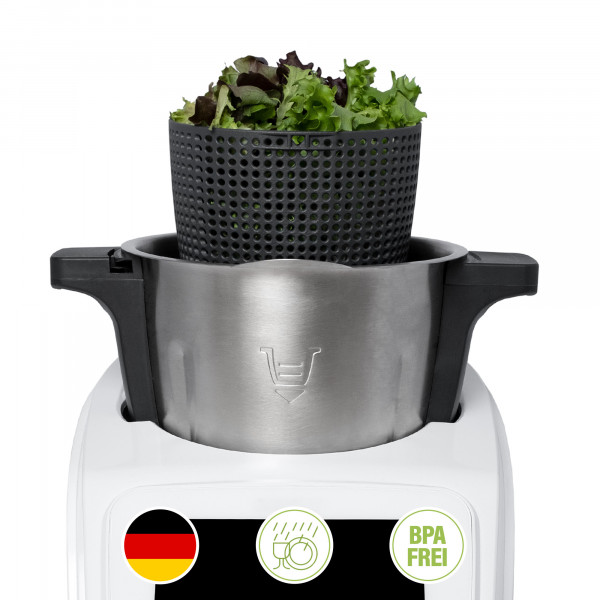 MixFino Salatschleuder-Aufsatz für Monsieur Cuisine Connect Trend Smart für schnelles Salatschleudern mit der Küchenmaschine 