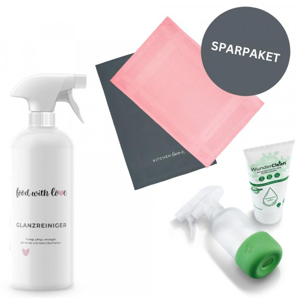 Ultimatives Reinigungs-Bundle - Mikrofasertücher, Glanzreiniger & WunderClean + Sprühflasche