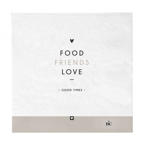 Servietten «food friends love» | Bastion Collections | za-napkin-051-l-bt