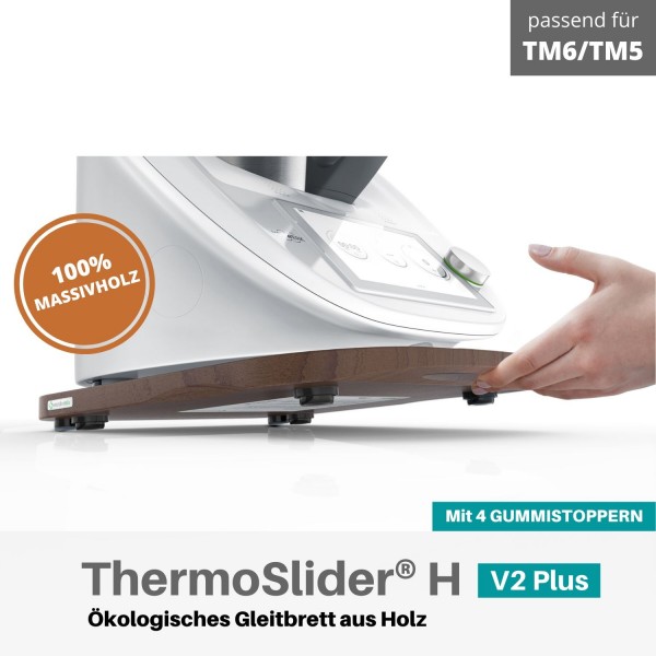 ThermoSlider V2 Plus Premium Gleitbrett für Thermomix TM6 und TM5 in Nussbaum